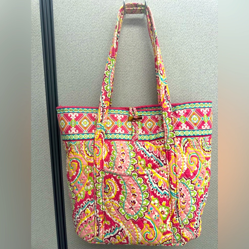 Vera Bradley Large Tote | Color: Pink, Green & Yellow Paisley